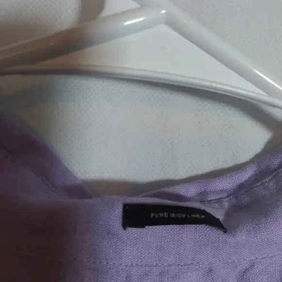 Talbots Pure Irish Linen Lavender Button Up Blouse Top Casual Vacation Size 4 - Picture 6 of 8
